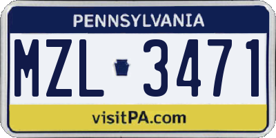 PA license plate MZL3471