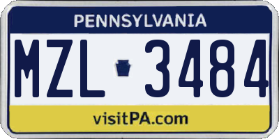 PA license plate MZL3484
