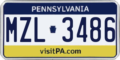 PA license plate MZL3486