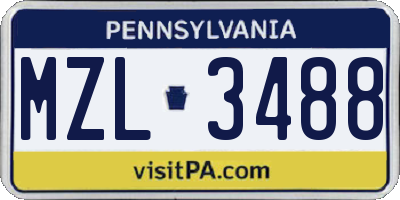 PA license plate MZL3488