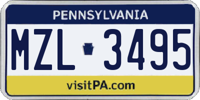 PA license plate MZL3495
