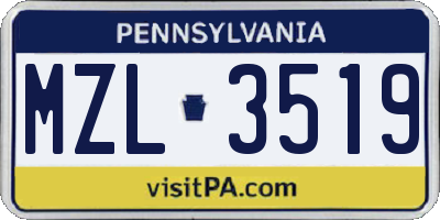 PA license plate MZL3519