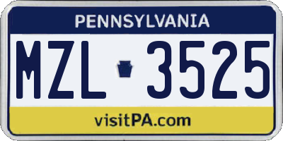 PA license plate MZL3525