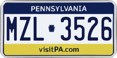 PA license plate MZL3526