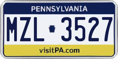 PA license plate MZL3527