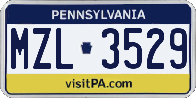 PA license plate MZL3529