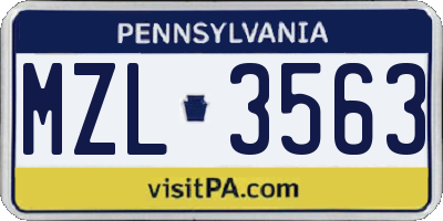 PA license plate MZL3563