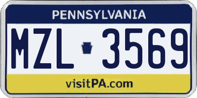 PA license plate MZL3569