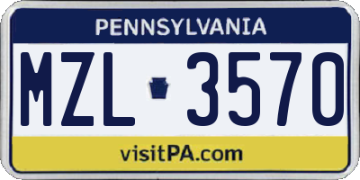 PA license plate MZL3570