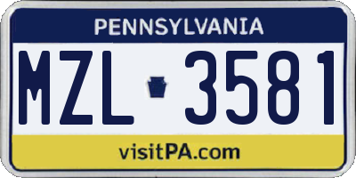 PA license plate MZL3581