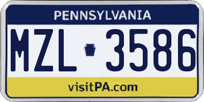PA license plate MZL3586