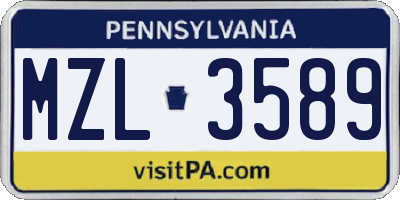 PA license plate MZL3589