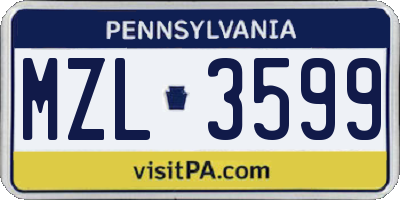 PA license plate MZL3599