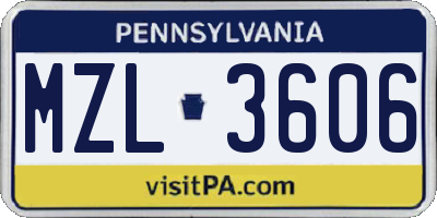 PA license plate MZL3606