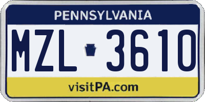 PA license plate MZL3610