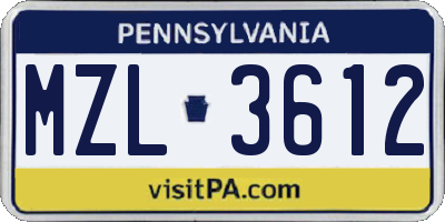 PA license plate MZL3612
