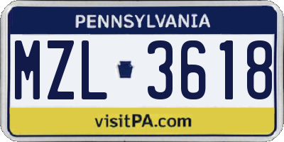 PA license plate MZL3618