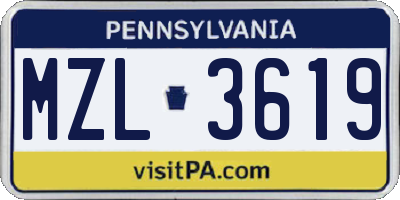 PA license plate MZL3619