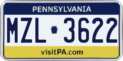 PA license plate MZL3622