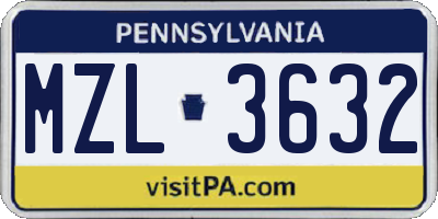 PA license plate MZL3632