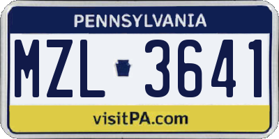 PA license plate MZL3641