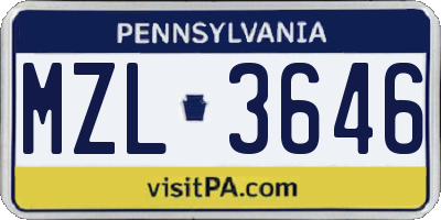 PA license plate MZL3646