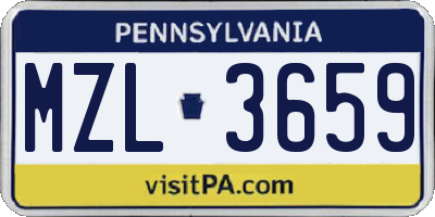 PA license plate MZL3659