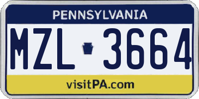 PA license plate MZL3664