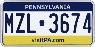 PA license plate MZL3674