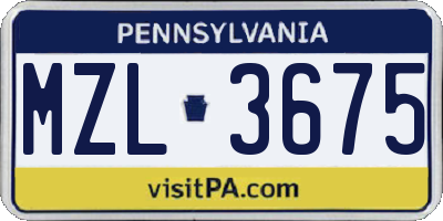 PA license plate MZL3675