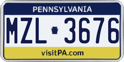 PA license plate MZL3676