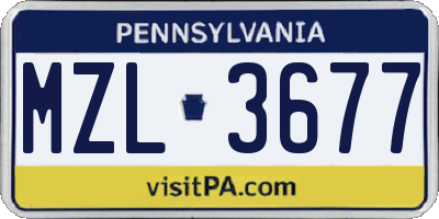 PA license plate MZL3677