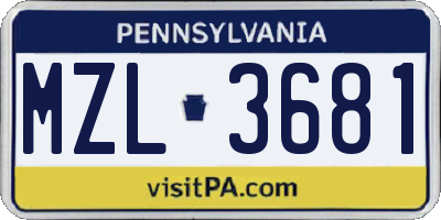 PA license plate MZL3681