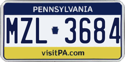 PA license plate MZL3684
