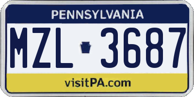 PA license plate MZL3687