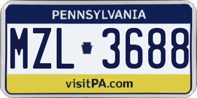 PA license plate MZL3688