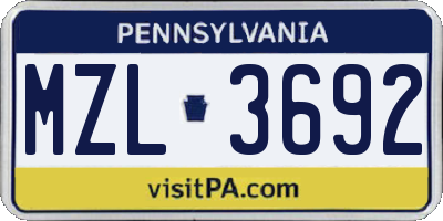 PA license plate MZL3692