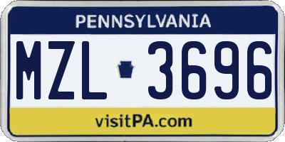 PA license plate MZL3696