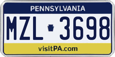 PA license plate MZL3698