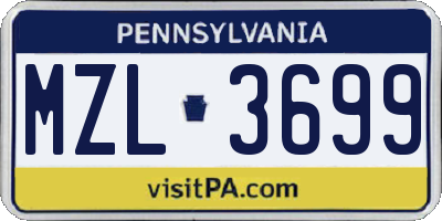 PA license plate MZL3699
