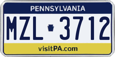PA license plate MZL3712