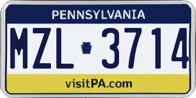 PA license plate MZL3714