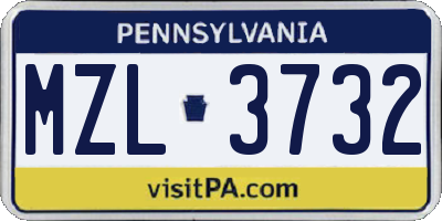 PA license plate MZL3732