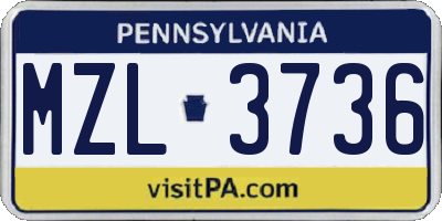 PA license plate MZL3736
