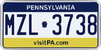 PA license plate MZL3738