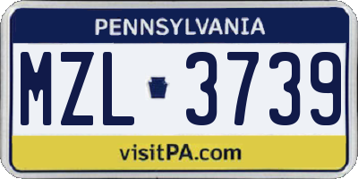 PA license plate MZL3739