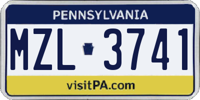 PA license plate MZL3741