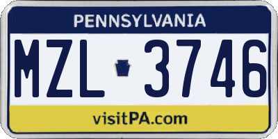 PA license plate MZL3746