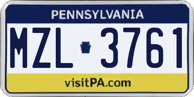 PA license plate MZL3761