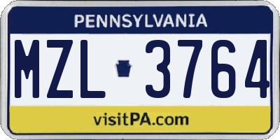 PA license plate MZL3764